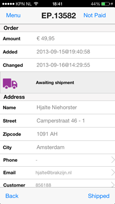 Order details-not shipped