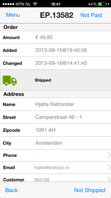 Order details - shipped