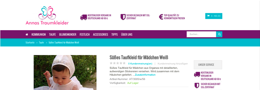 Onlineshop des Monats März - Annastraumkleider.de